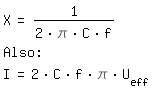 \fedon\mixonX=1/(2*\pi*C*f)
Also:
\fedoffI=2*C*f*\pi*U_eff