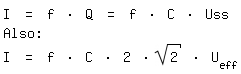 \fedon\mixonI = f * Q = f * C * Uss
Also:
\fedoffI = f * C * 2 * sqrt(2) * U_eff