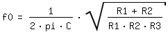 \fed\mixonf0=1/(2*pi*C)*sqrt((R1+R2)/(R1*R2*R3))