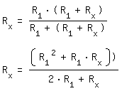 \fedonR_x=(R_1*(R_1+R_x))/(R_1+(R_1+R_x))

\fedoffR_x=(R_1^2+R_1*R_x))/(2*R_1+R_x)