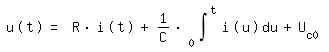 \fed\mixonu(t)= R*i(t)+1/C*int(i(u),u,0,t)+U_c0 