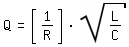 \fedQ=gauss(1/R)*sqrt(L/C) 