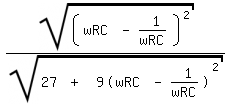 \fed\mixonsqrt((wRC - 1/wRC)^2)/sqrt(27 + 9(wRC - 1/wRC)^2)  
