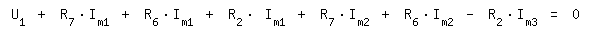 \fed\mixon U_1 + R_7*I_m1 + R_6*I_m1 + R_2* I_m1 + R_7*I_m2 + R_6*I_m2 - R_2*I_m3 = 0 