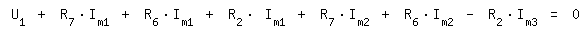 \fed\mixon U_1 + R_7*I_m1 + R_6*I_m1 + R_2* I_m1 + R_7*I_m2 + R_6*I_m2 - R_2*I_m3 = 0