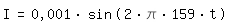 \fedI=0,001*sin(2*\pi*159*t)
