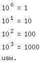 \fedon\mixon10^0=1
10^1=10
10^2=100
10^3=1000
usw.

\fedoff